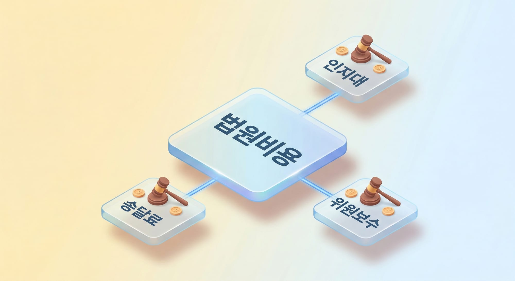 인지대, 송달료, 회생위원 보수로 구성된 법원 비용 구조 도식