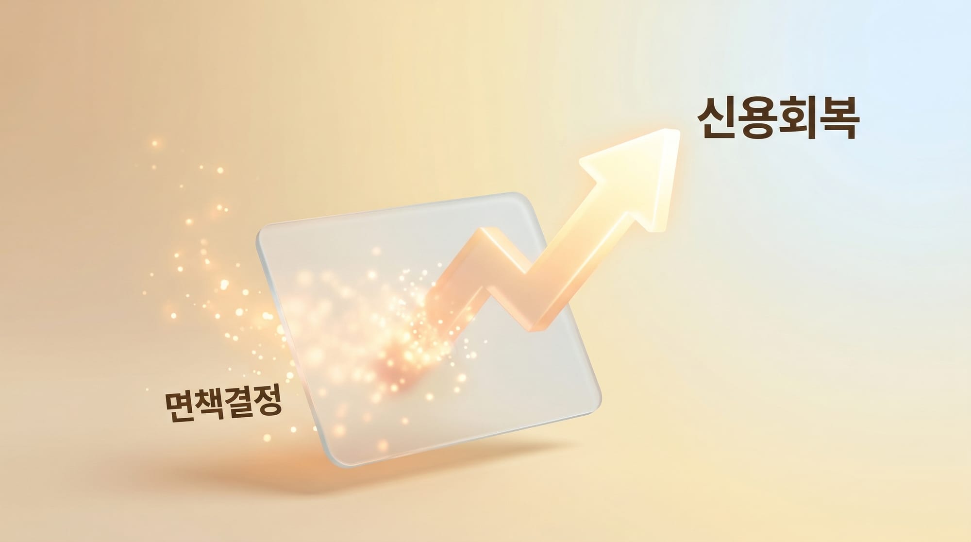 면책결정 후 신용이 회복되며 상승하는 화살표