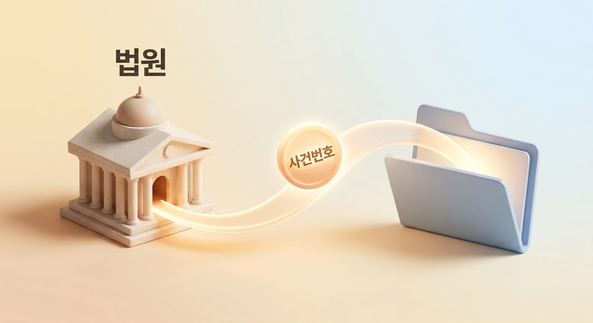 법원에서 사건번호가 부여되어 전달되는 과정 3D 도식