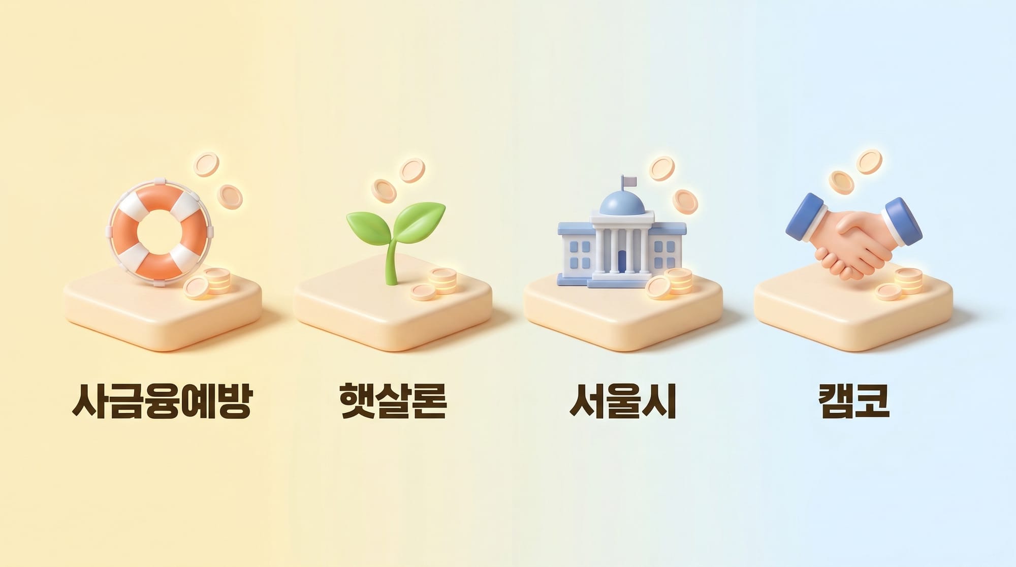 정부지원 대출 4가지 비교 일러스트