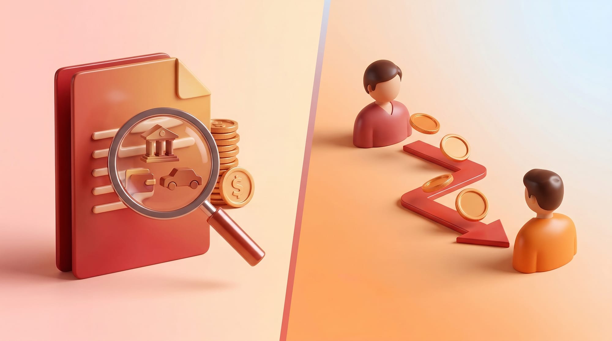 재산 누락과 편파 변제의 위험성을 보여주는 비교 일러스트