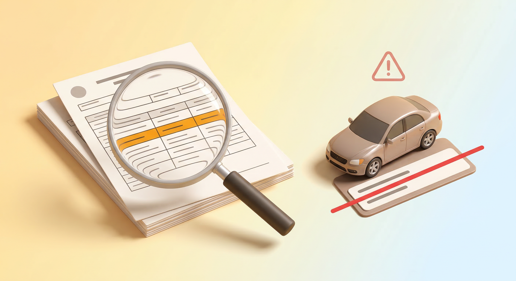 과세증명서 서류를 검토하는 3D 일러스트