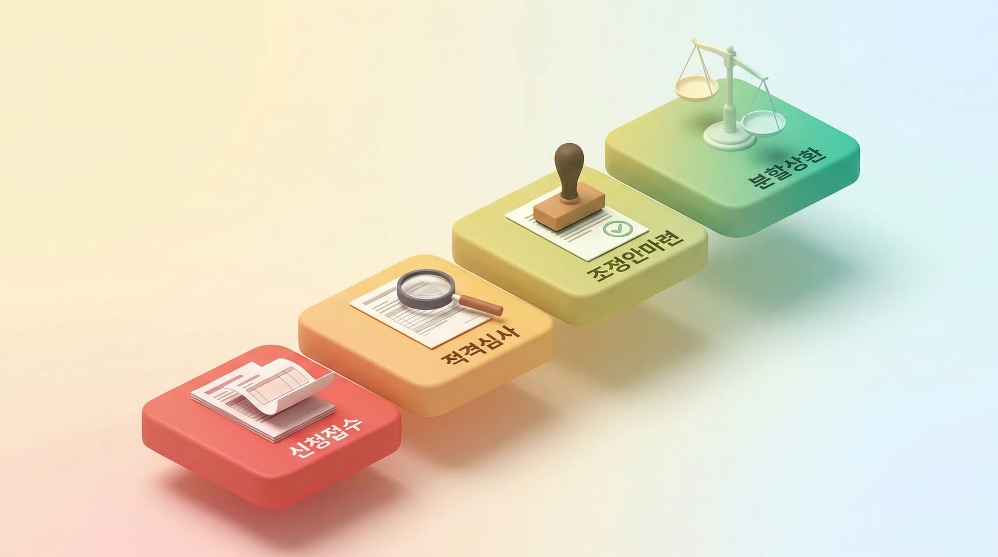 새출발기금 신청 8단계 프로세스 도식 일러스트