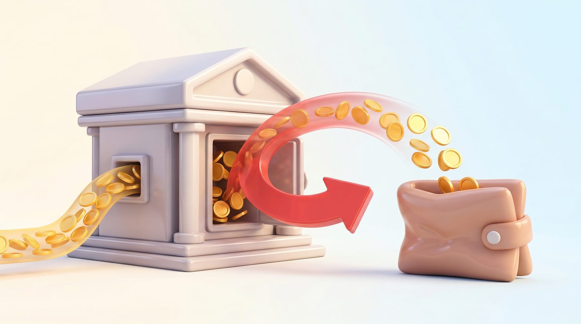 채권자 계좌 상계 위험을 보여주는 은행 흡수 일러스트