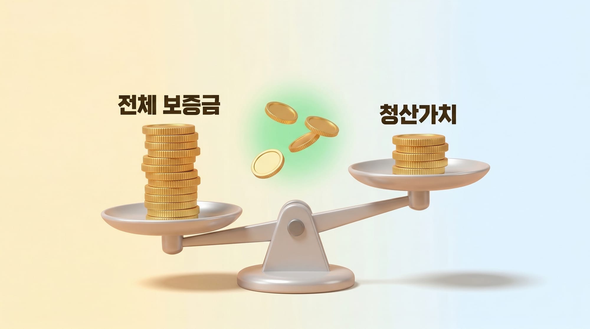 전세보증금에서 소액임차보증금이 공제되어 청산가치가 줄어드는 구조 인포그래픽
