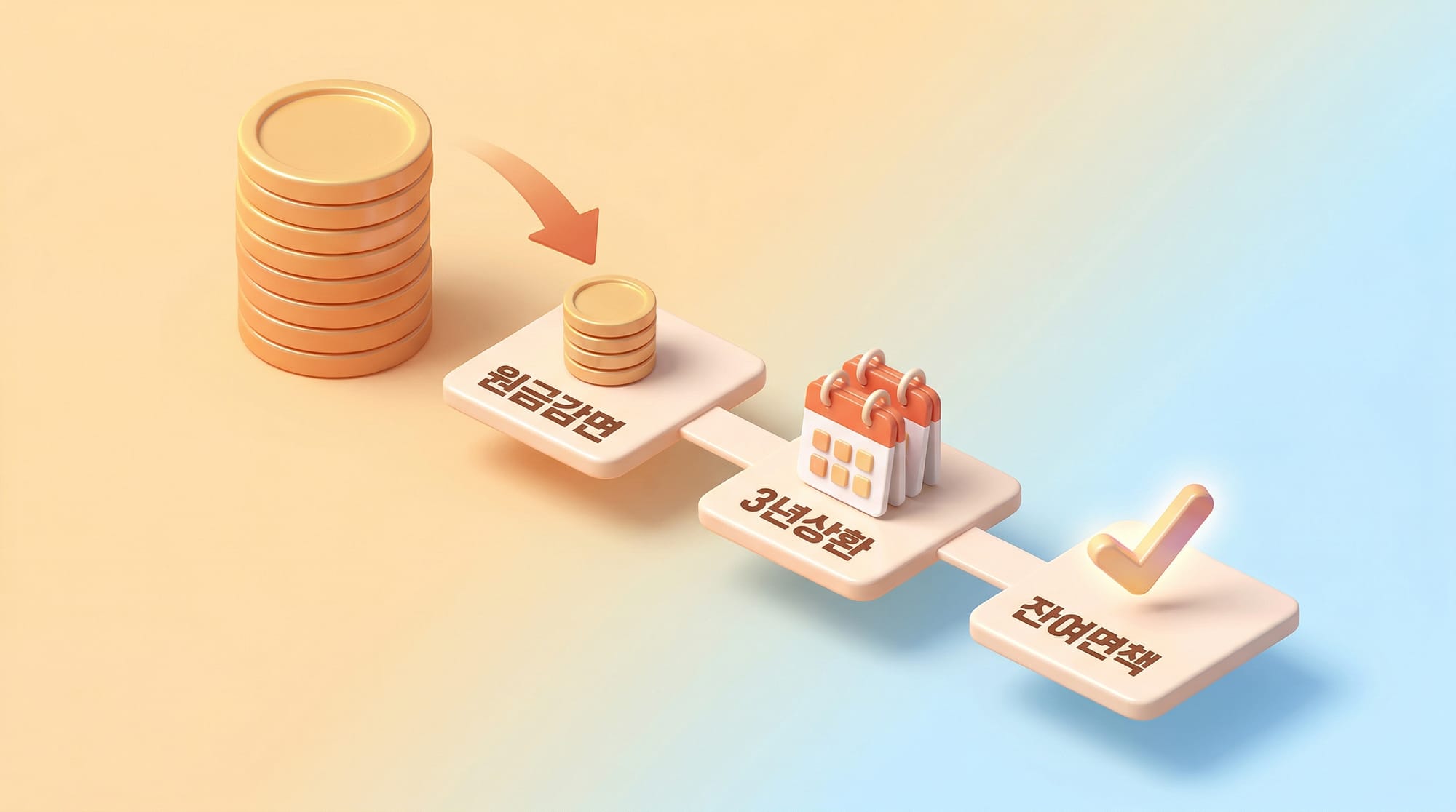 90% 탕감 후 3년 성실상환 구조 흐름도