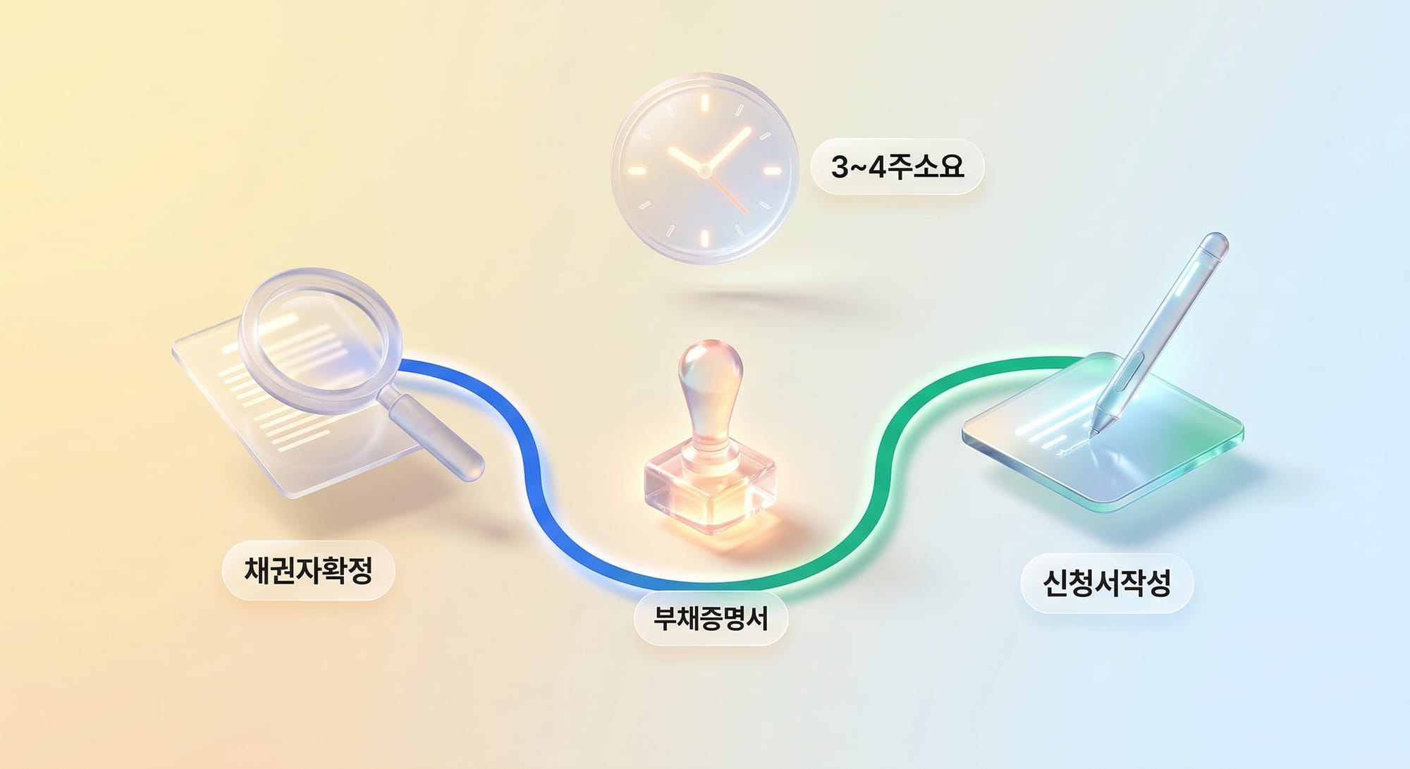 채권자확정, 부채증명서, 신청서작성으로 이어지는 3~4주 소요 준비 과정