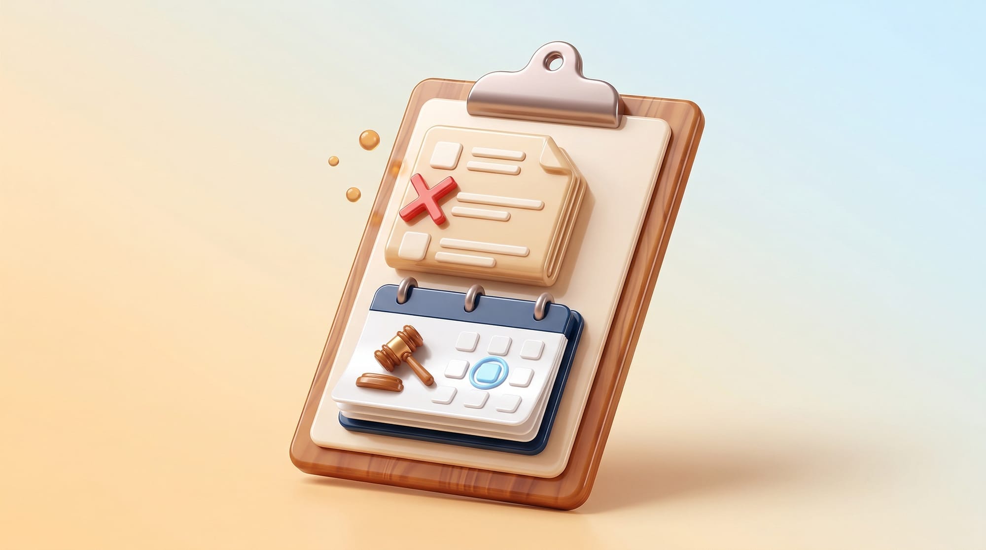 채권자 누락과 법원 출석일 체크리스트 일러스트