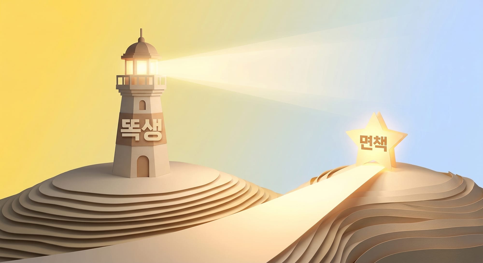 면책을 향해 길을 비추는 똑생 등대 페이퍼 크래프트