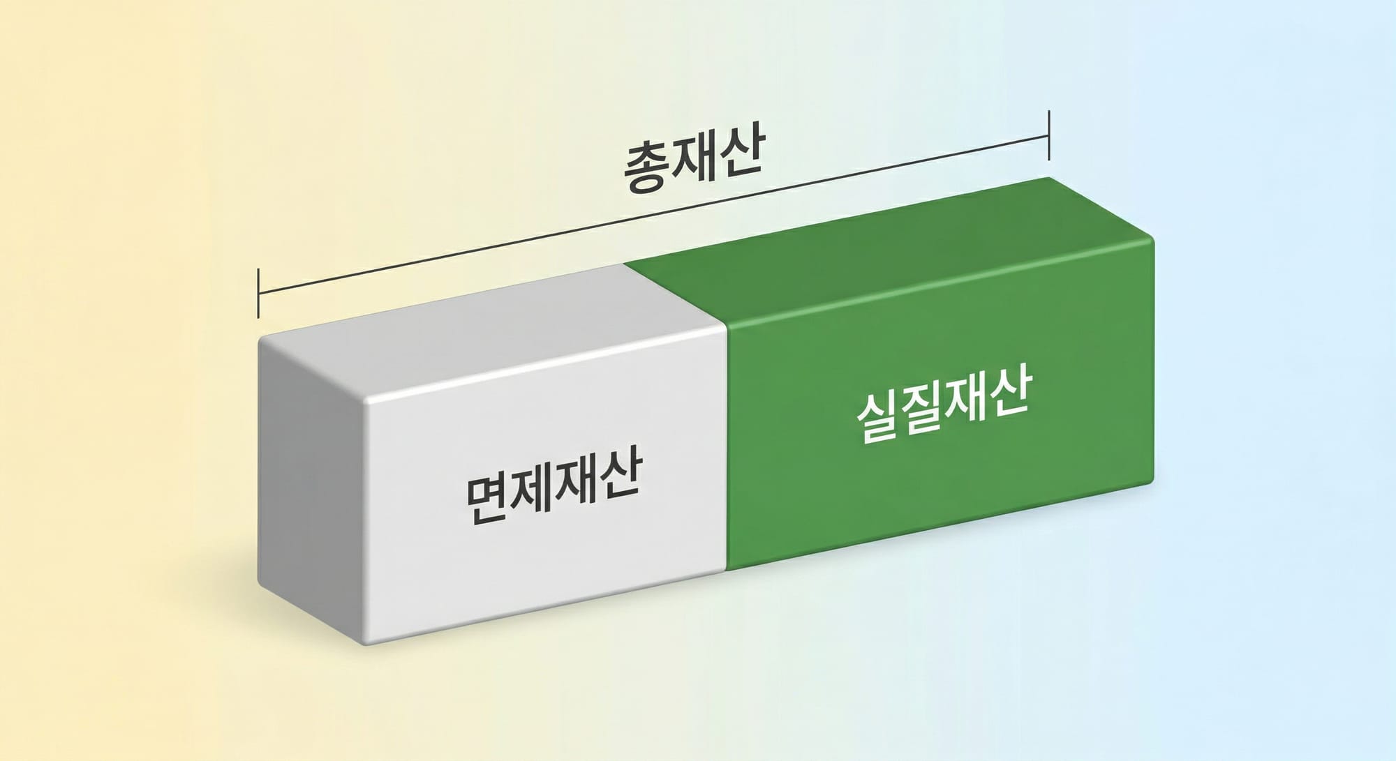 총재산에서 면제재산을 빼는 실질 재산 계산 도식